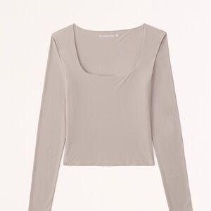 Abercrombie Light Brown Seamless Long-Sleeve Squareneck Top